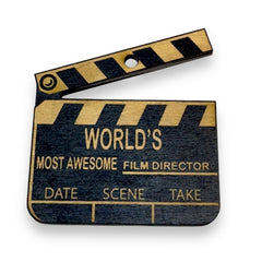 Ornament BLACK Worlds most awesome Film Director on maple wood