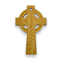 Ornament Celtic Cross raw wood 2x4in front view