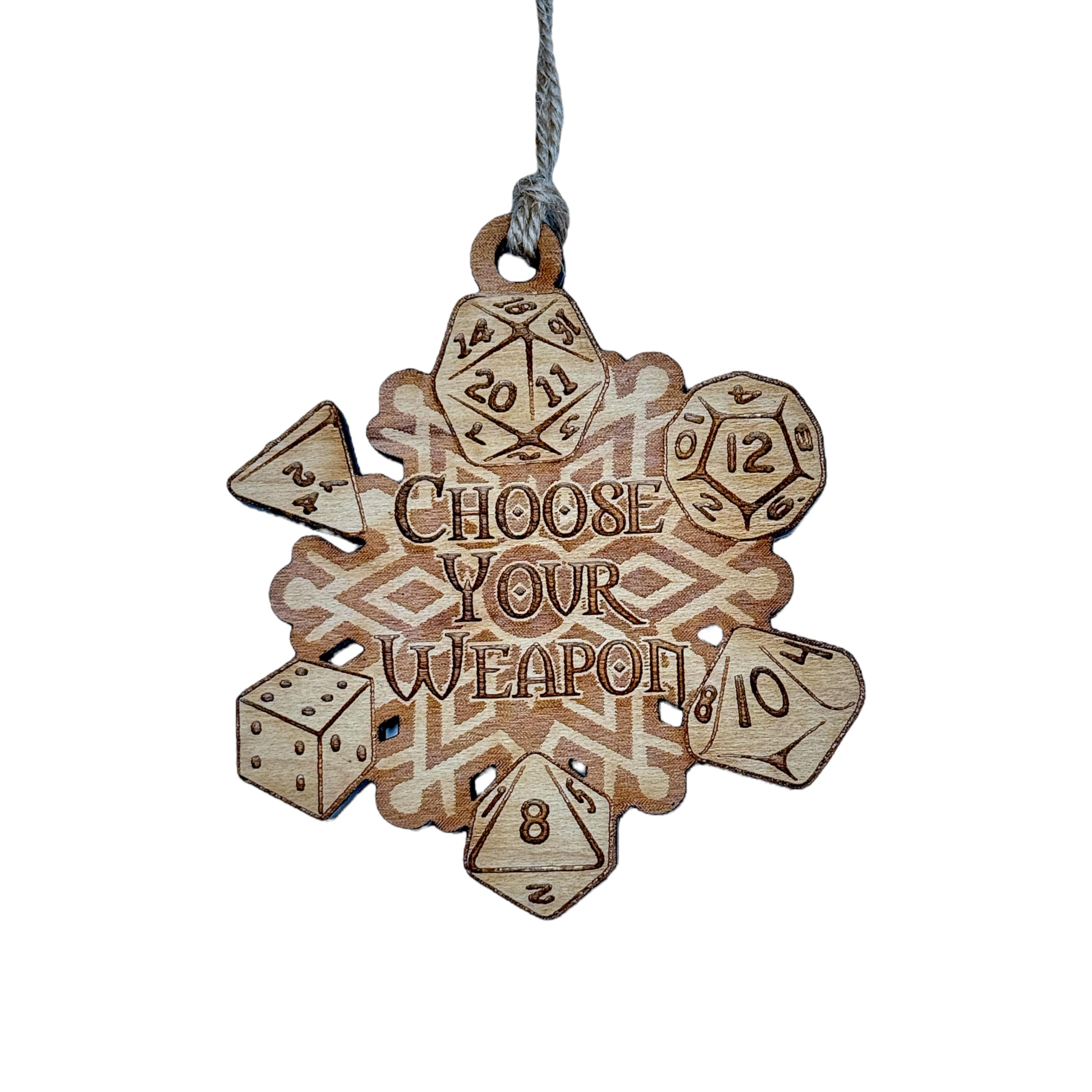 Ornament Choose Your Weapon Snowflake maple wood 3x3in