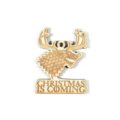 Ornament Christmas is Coming Raw Wood 4x3in Maple 1/4 inch thick