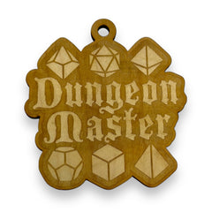 Ornament Dungeon Master raw wood 3x3in close up