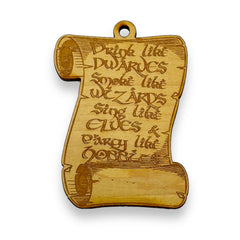 Ornament Fantasy Rules raw wood 3x3in maple wood construction
