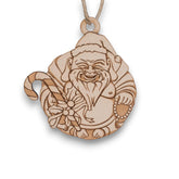 Ornament Laughing Santa Buddha maple wood 4x3in