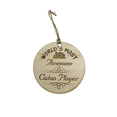 Ornament Worlds most Awesome Catan Player made from maple wood