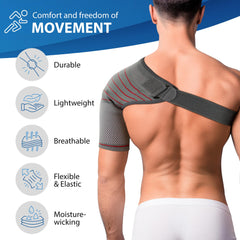 Adjustable strap and slim design of ORTONYX shoulder brace