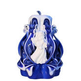 Oscar candles carved blue candle with Christmas Angel 5.1 inches tall
