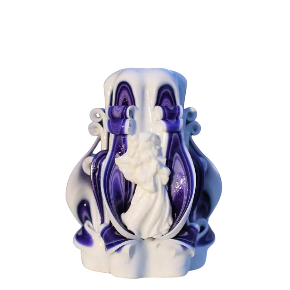 Oscar candles carved purple candle with Christmas Angel