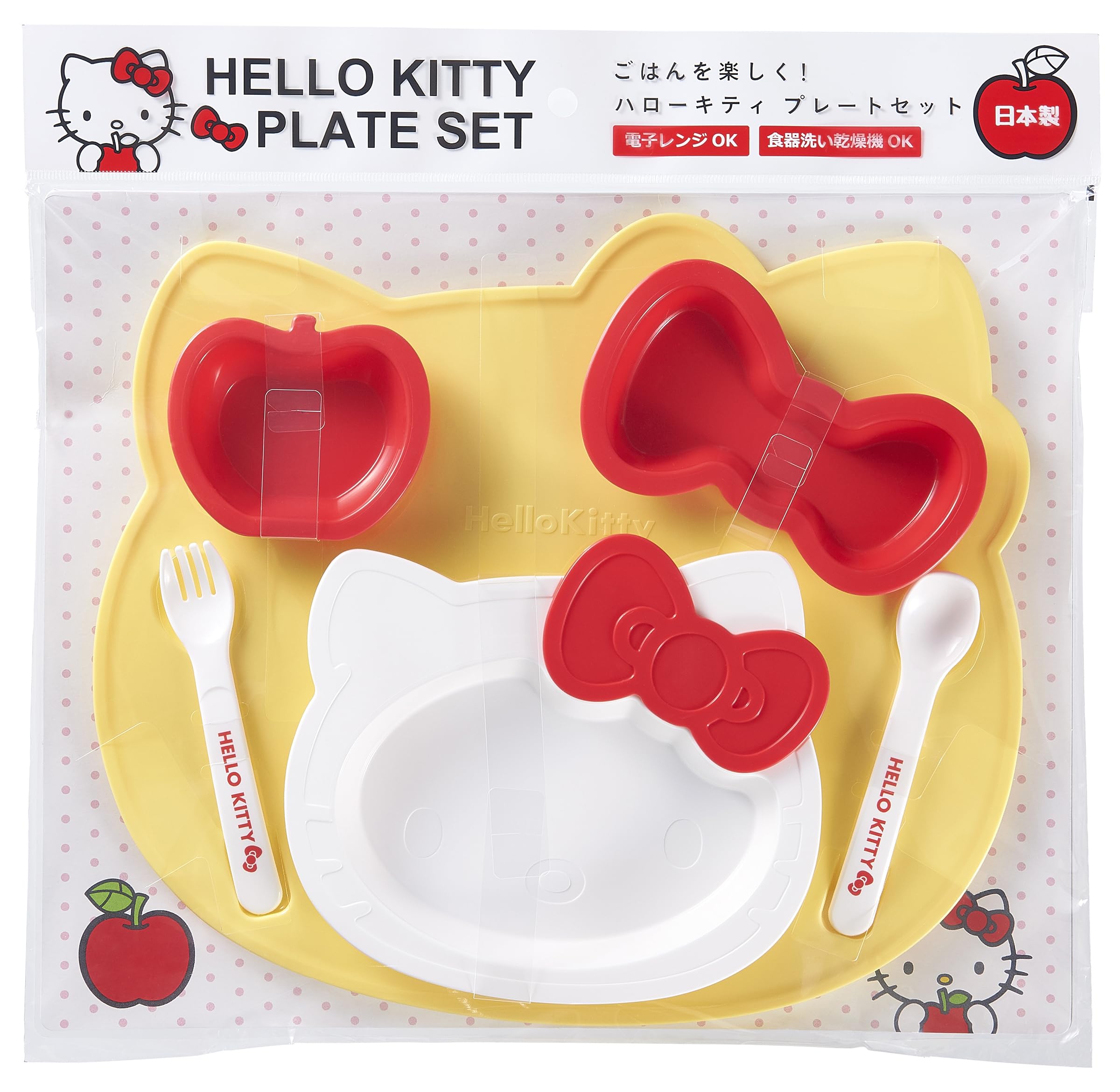 OSK Sanrio Hello Kitty kids plate and cutlery set KP-18 main plate with removable ribbon