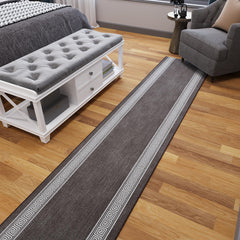 Ottomanson Aisle Runner Rug Greek Border Brown hallway