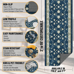 Mahal NavyOttomanson runner rug color swatch