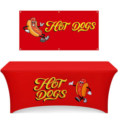 Oudain hot dog stand stretch tablecloth with four leg pockets
