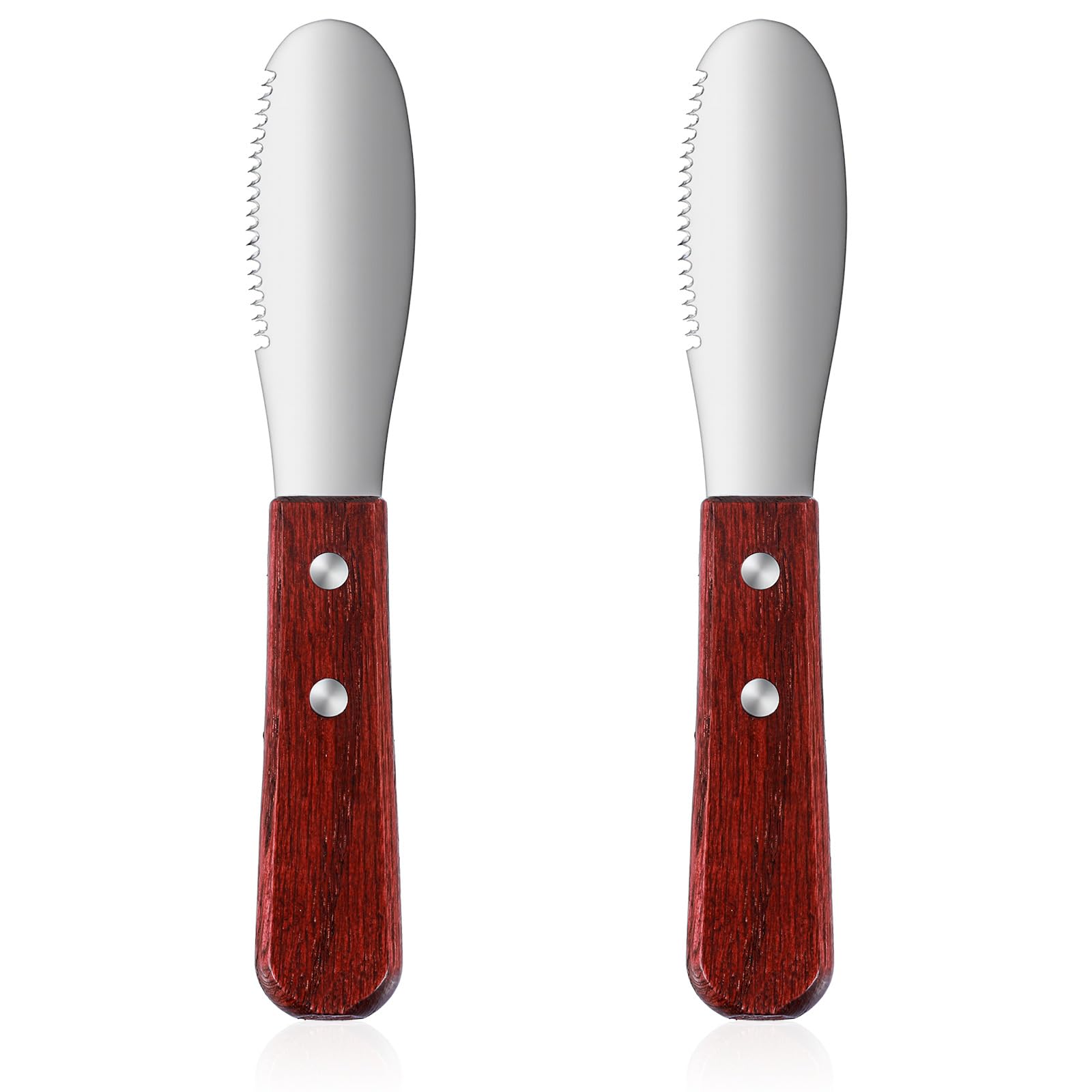 Ouligay 2 Pcs Butter Knife Spreader stainless steel blade wood handle