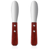 Ouligay 2 Pcs Butter Knife Spreader stainless steel blade wood handle