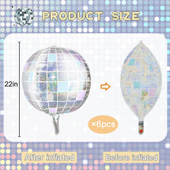 6pcs iridescent disco ball balloons