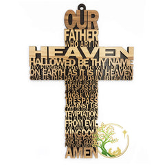 Our father prayer cross olive wood wall hanging