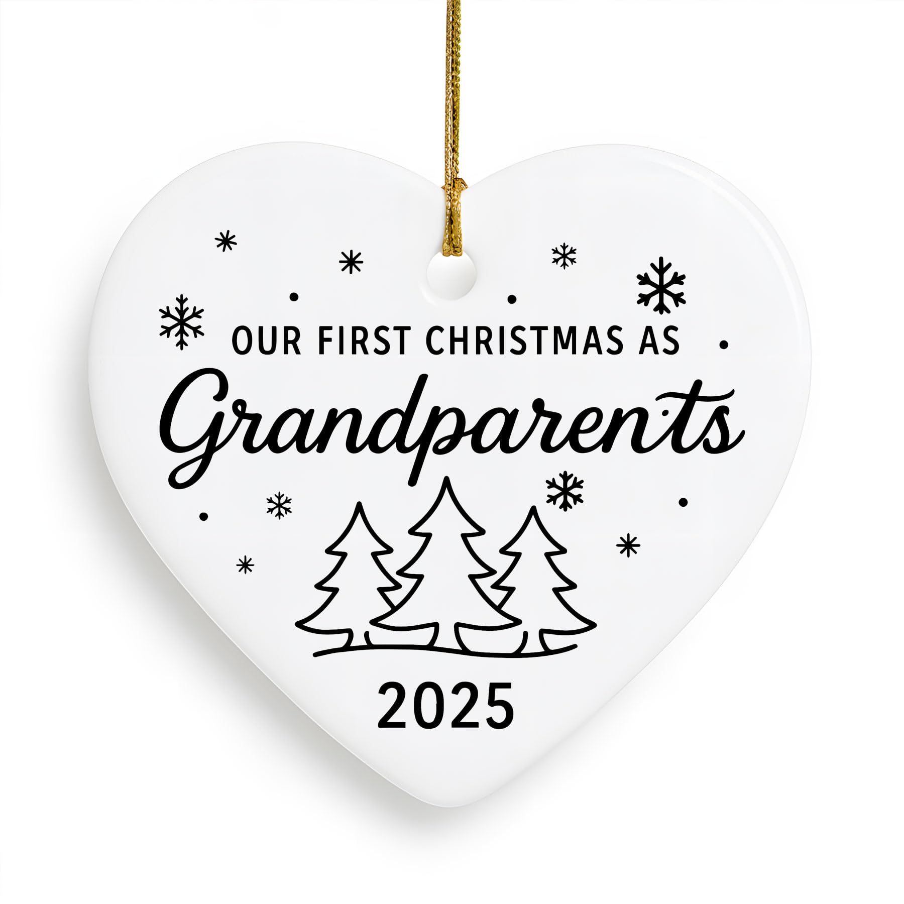 Our First Christmas As Grandparents 2025 Ornament ceramic heart