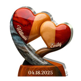 Product image of Our Hearts Beat As One acrylic plaque in squared shape