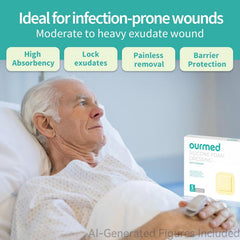 Ourmed border dressing sacral foam wound care