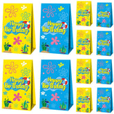 OUSHISS 12-pack yellow party favor bags with ocean themed design and handles