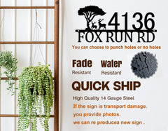 Decorative address sign tree and deer design
