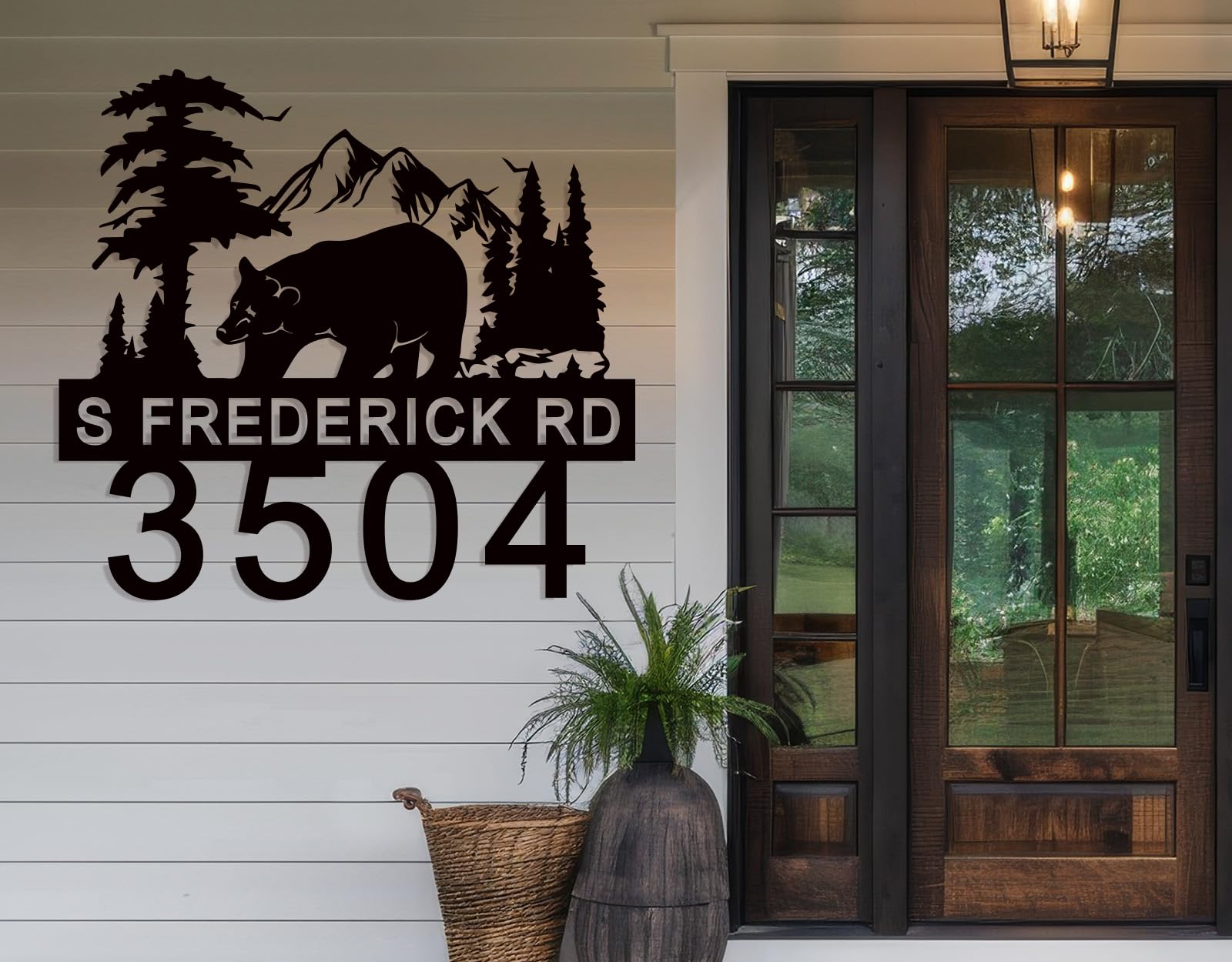 Outdoor Bear Cabin Sign made with 14-gauge steel