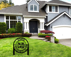 Outdoor metal number sign with powder coated finish