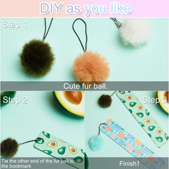 Colorful pink purple green pom pom bookmarks with rulers