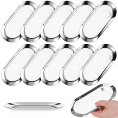 oval stainless steel trays set of 12 on vanity