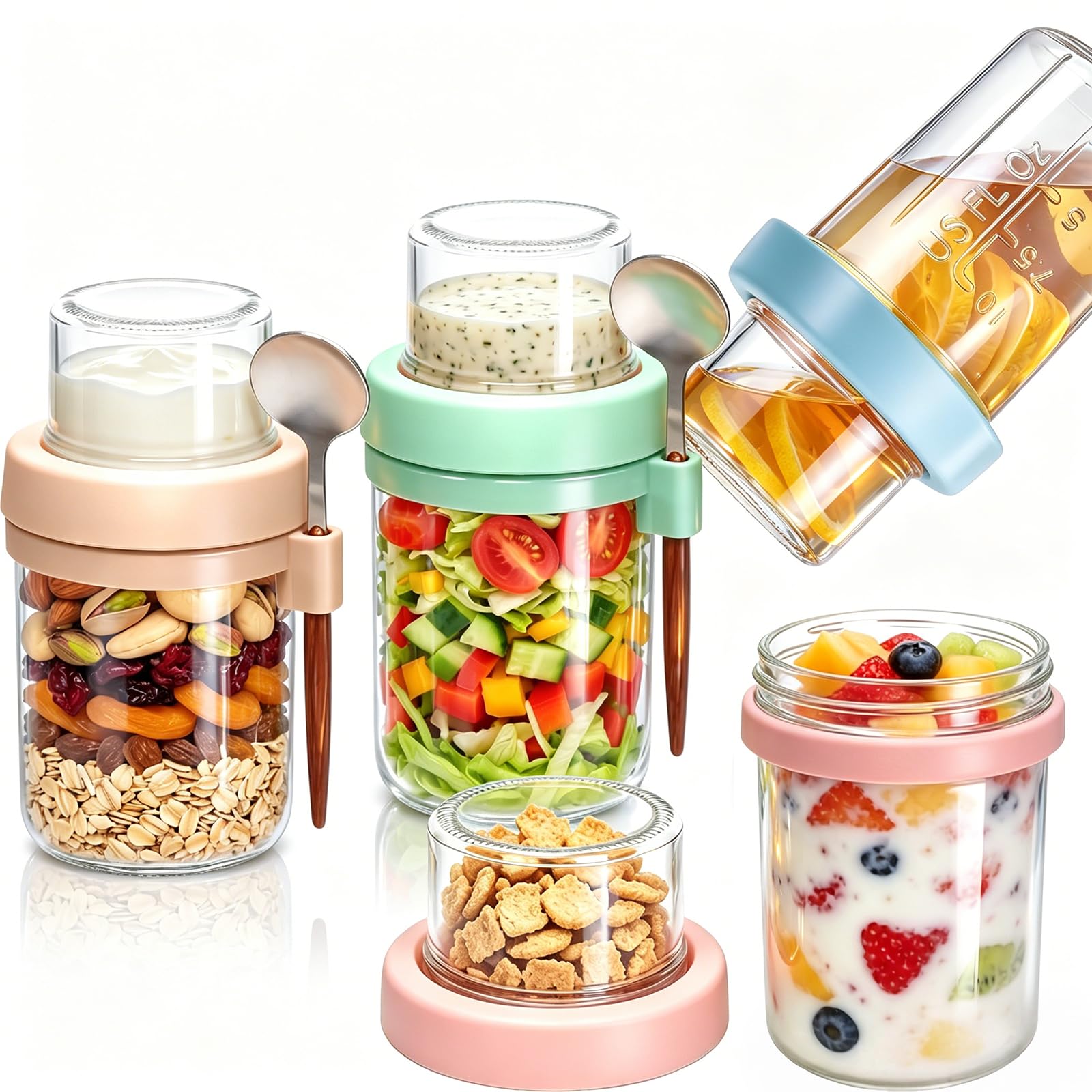 Overnight Oats Containers glass jar with lid