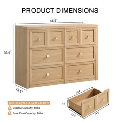 Oversized six-drawer dresser with deep drawers