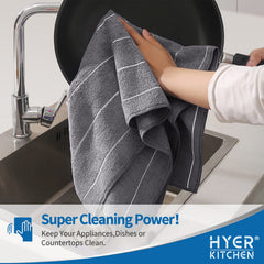 Thick soft HYER KITCHEN dish towels with durable stitching