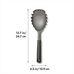 OXO Good Grips pasta scoop strainer gray long handle