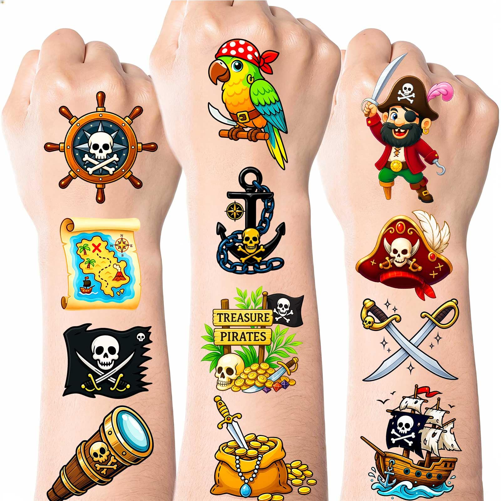 Ozepao 100 piece pirate temporary tattoos set