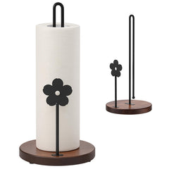 OZFOSO cute wood paper towel holder countertop with floral iron decor