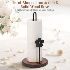 Farmhouse style paper towel holder with floral iron decor by OZFOSO