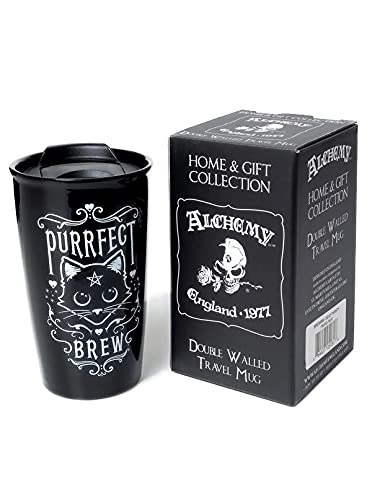 Pacific Giftware Purrfect Brew Cat travel mug ceramic double wall with sippy lid