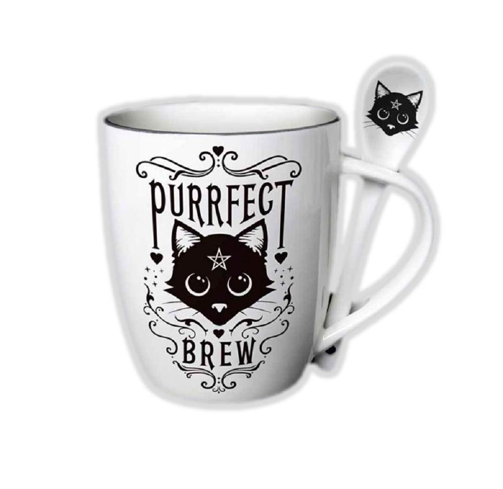 Pacific Giftware Sacred Cat mug and spoon set ceramic stoneware