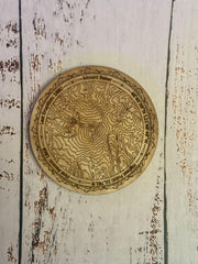 Wooden coasters set of 5 featuring Pacific Northwest mountains in walnut