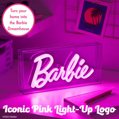 Paladone Barbie Logo LED Neon Pink Sign 6x12 inch sign image