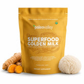 Paleovalley Superfood Golden Milk with Turmeric and Organic Mushrooms label