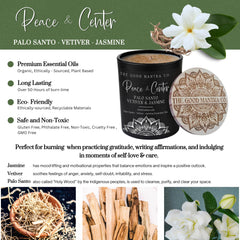 Palo Santo Jasmine Vetiver candle 7oz soy wax in reusable glass jar