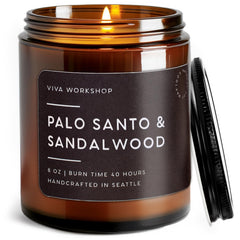 Palo Santo & Sandalwood candle handcrafted in Seattle 8 oz
