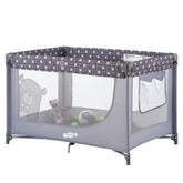 Pamo Babe Portable Crib Baby Playpen Grey with Mattress and Carry Bag