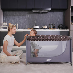 Full mesh design and soft mattress inside Pamo Babe Playpen