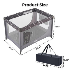 Grey Pamo Babe Portable Crib Baby Playpen compact folding design