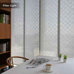 Cordless 4-rail track detail of GoDear panel blinds