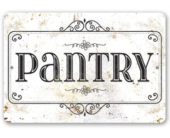 Pantry Metal Sign 8x12 rustic white aluminum for indoor outdoor use