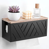 Black solid wood paper towel dispenser wall mount