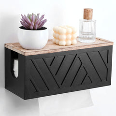 Black solid wood paper towel dispenser wall mount