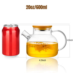 Borosilicate glass teapot with bamboo lid